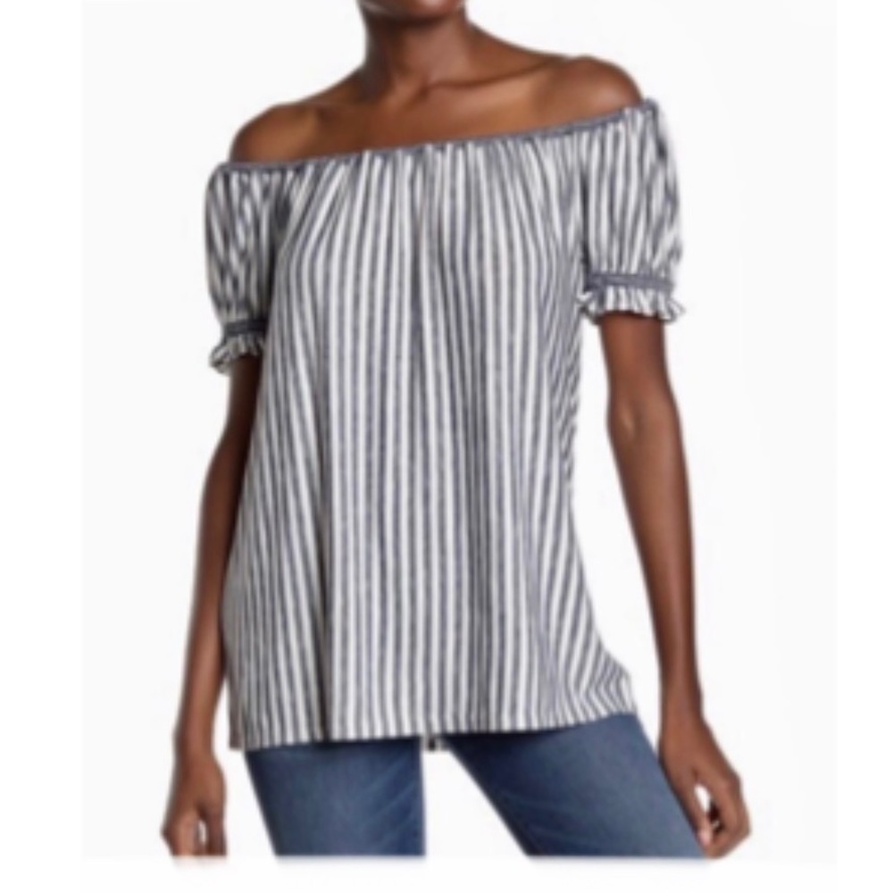 Max Studio Off The Shoulder navy white Size XS.